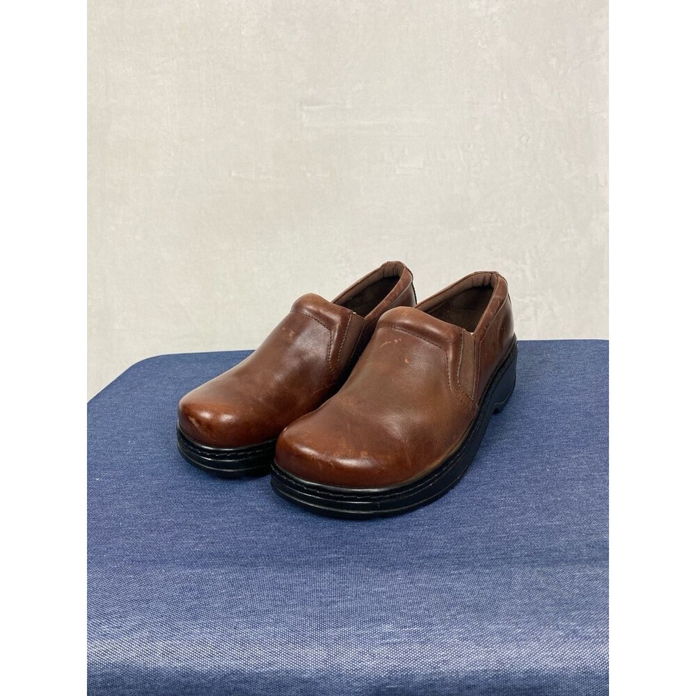 Klogs Footwear Mission Brown Leather Slip-On Clogs 10W Work Wear Comfort